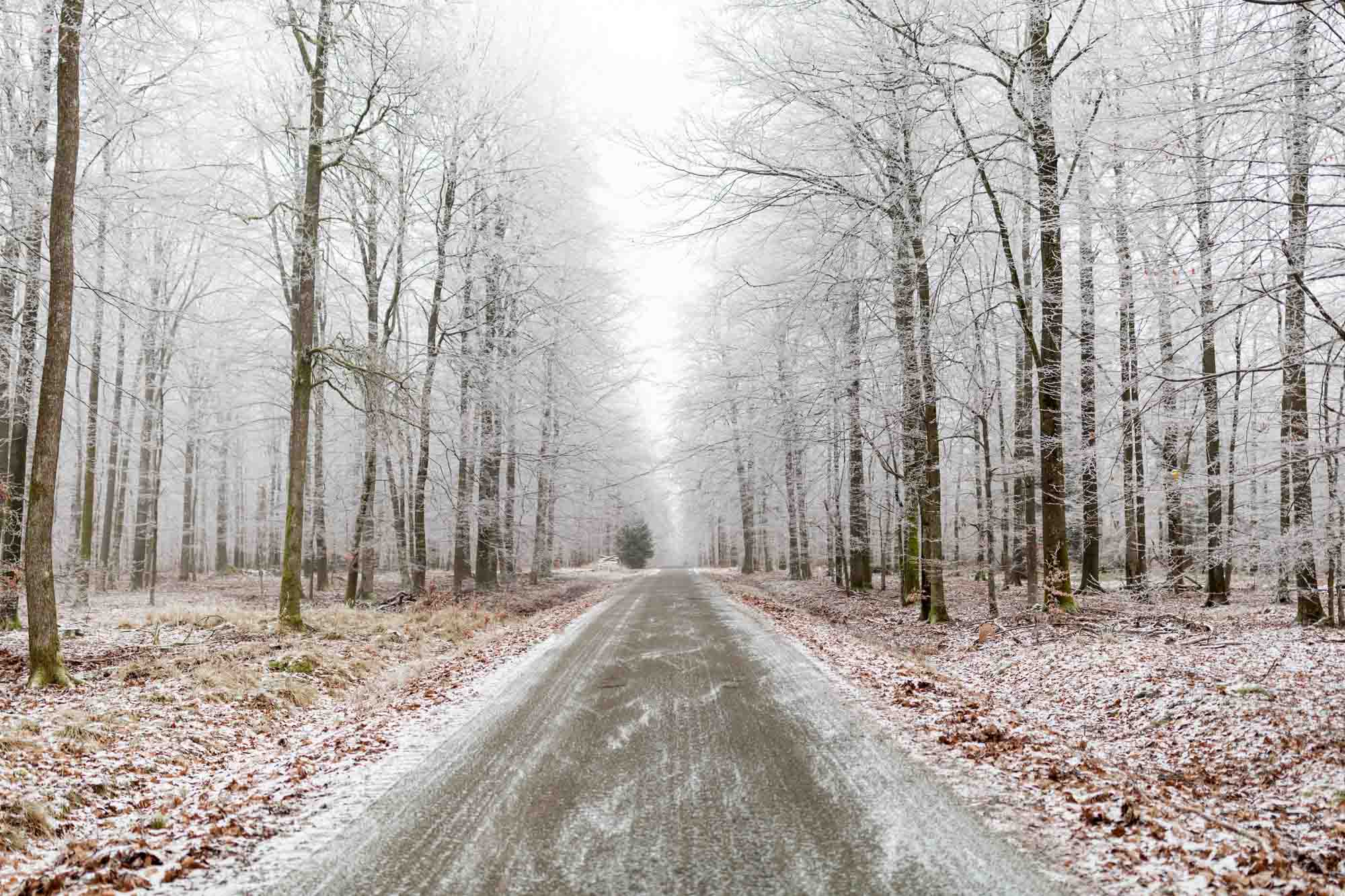 Weg naar Mochamps in de winter